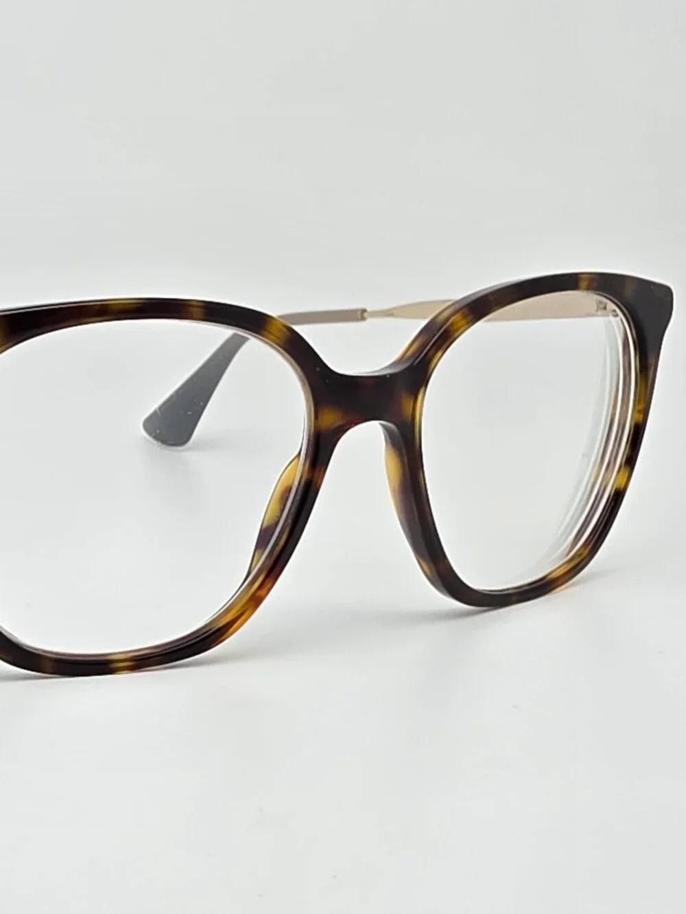 Prada VPR 11T 2AU-1O1 Havana Gold Cat Eye Eyeglasses Frame Italy 53-17-140